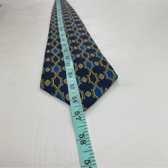 Vintage Christian Dior Cravate‎ Men's 100% Silk Neck Tie Blue-Navy/Yellow O/S - Picture 5 of 6